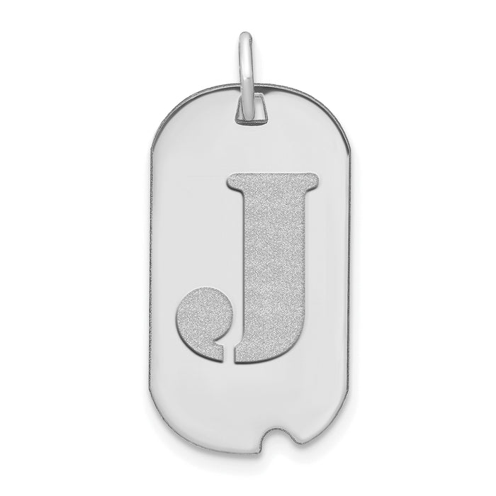 14kw Polished Letter J Initial Dog Tag Pendant-YC1439WJ