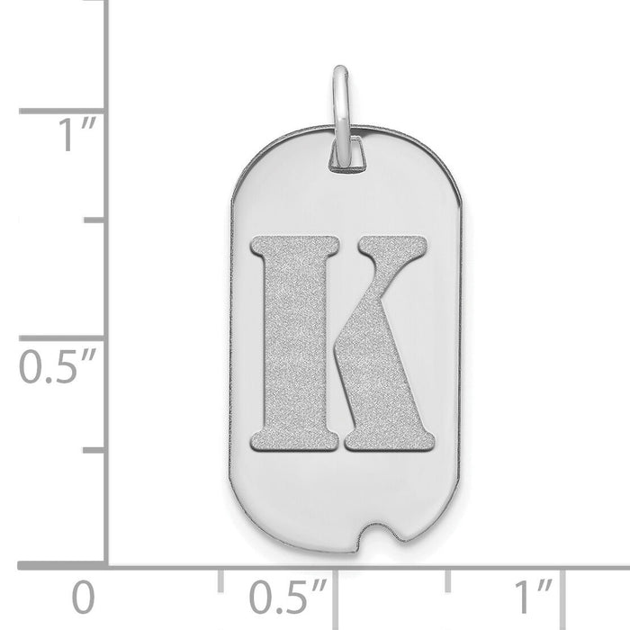 14kw Polished Letter K Initial Dog Tag Pendant-YC1439WK