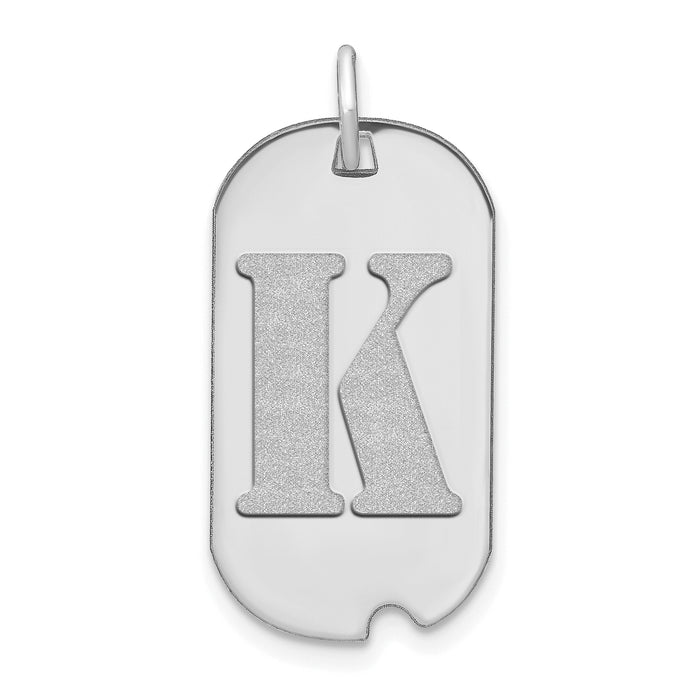 14kw Polished Letter K Initial Dog Tag Pendant-YC1439WK