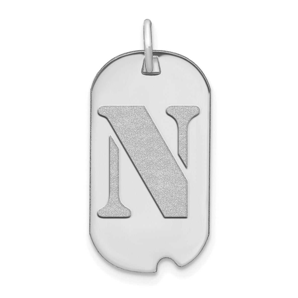 14kw Polished Letter N Initial Dog Tag Pendant-YC1439WN