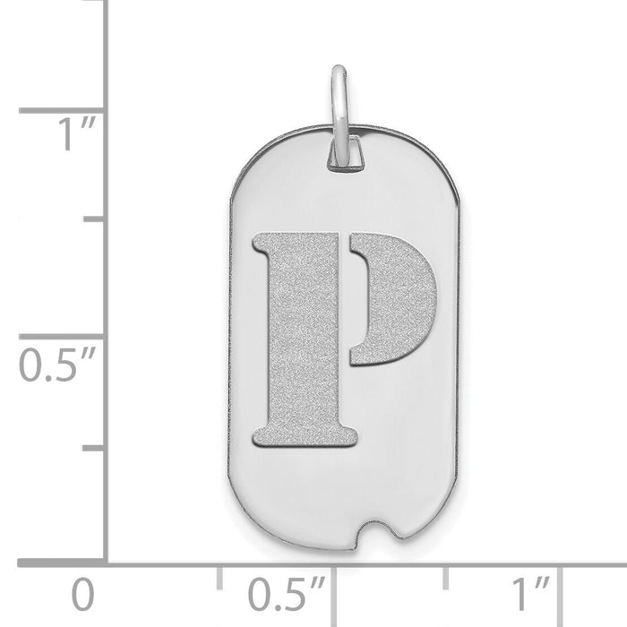 14kw Polished Letter P Initial Dog Tag Pendant-YC1439WP