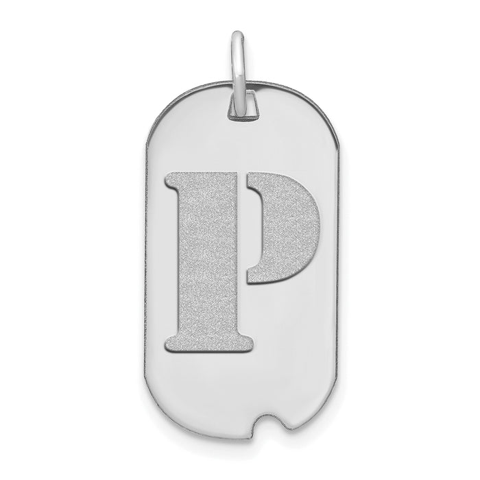 14kw Polished Letter P Initial Dog Tag Pendant-YC1439WP