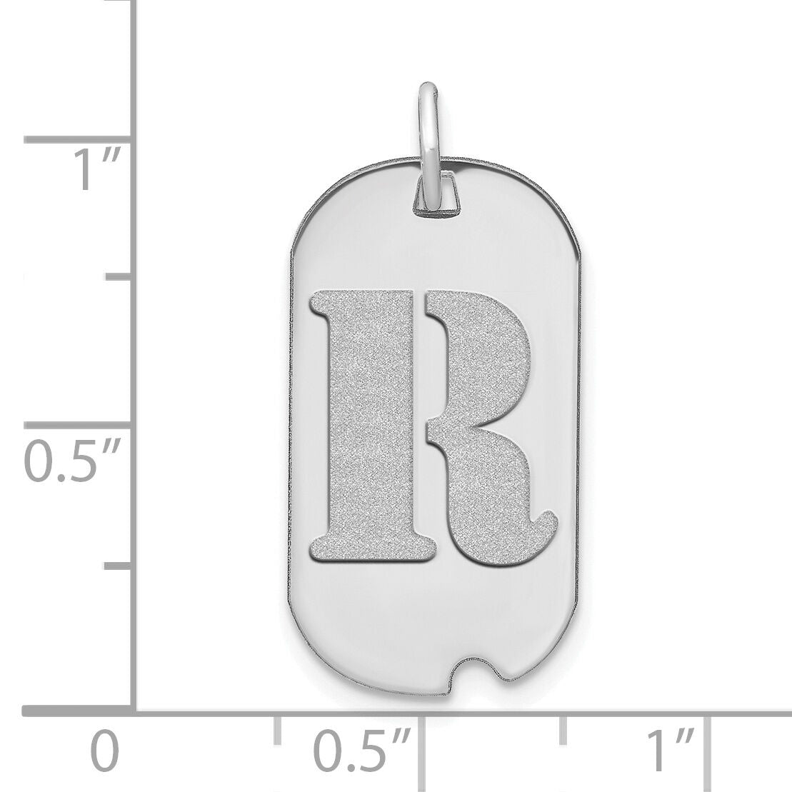 14kw Polished Letter R Initial Dog Tag Pendant-YC1439WR