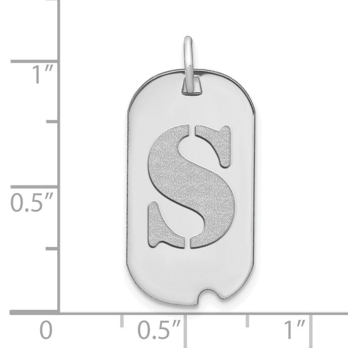 14kw Polished Letter S Initial Dog Tag Pendant-YC1439WS