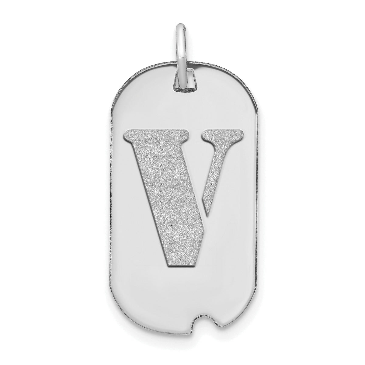 14kw Polished Letter V Initial Dog Tag Pendant-YC1439WV