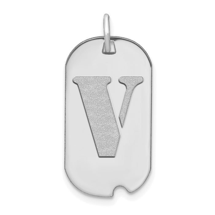 14kw Polished Letter V Initial Dog Tag Pendant-YC1439WV