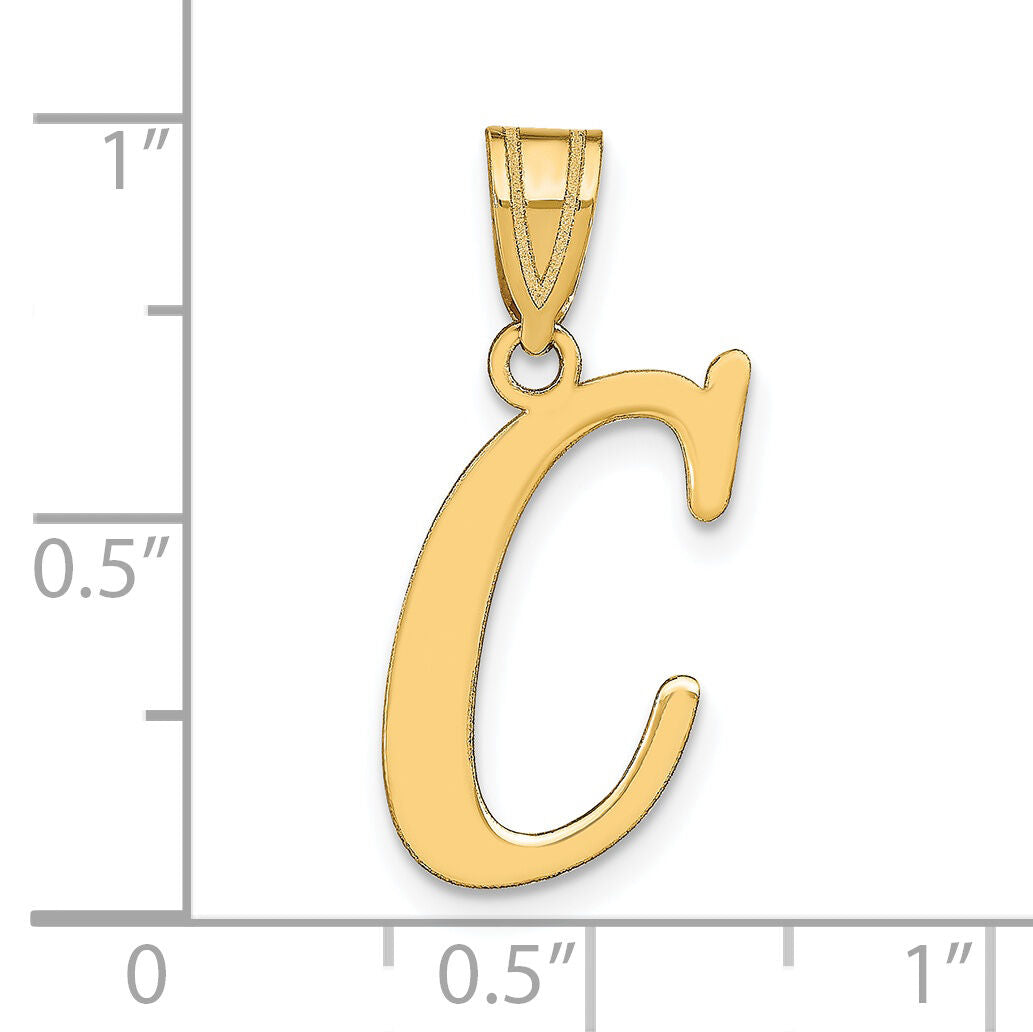 14k Polished Letter C Initial Pendant-YC1440C