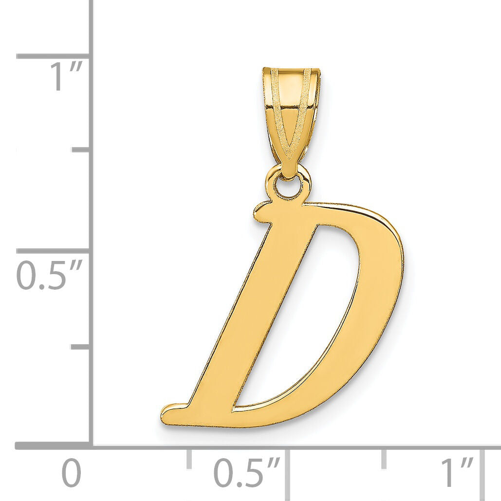 14k Polished Letter D Initial Pendant-YC1440D