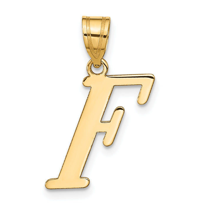 14k Polished Letter F Initial Pendant-YC1440F