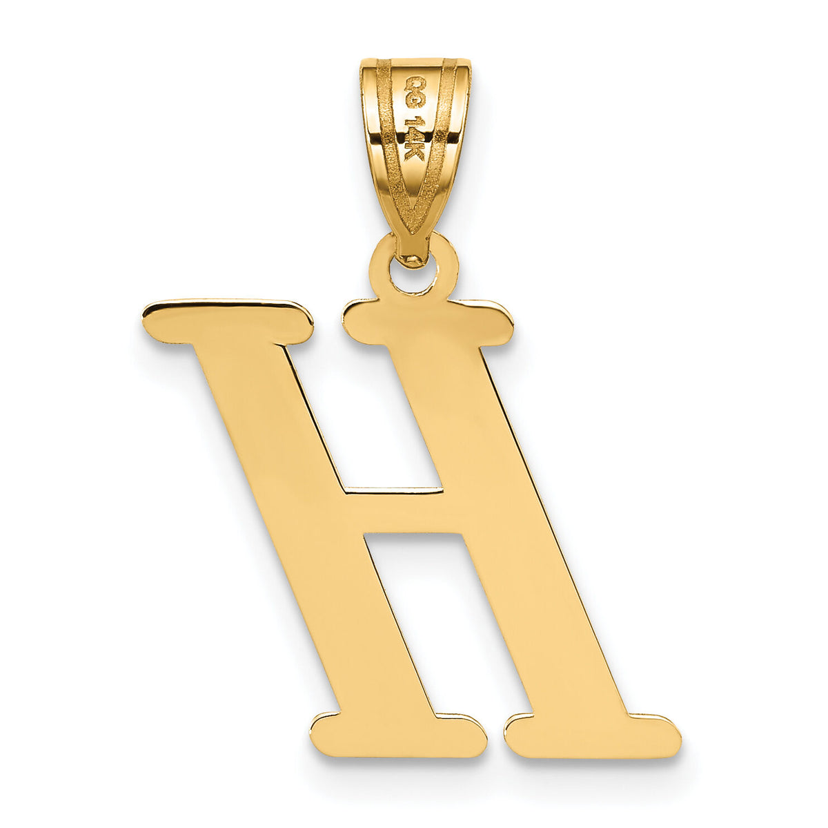 14k Polished Letter H Initial Pendant-YC1440H