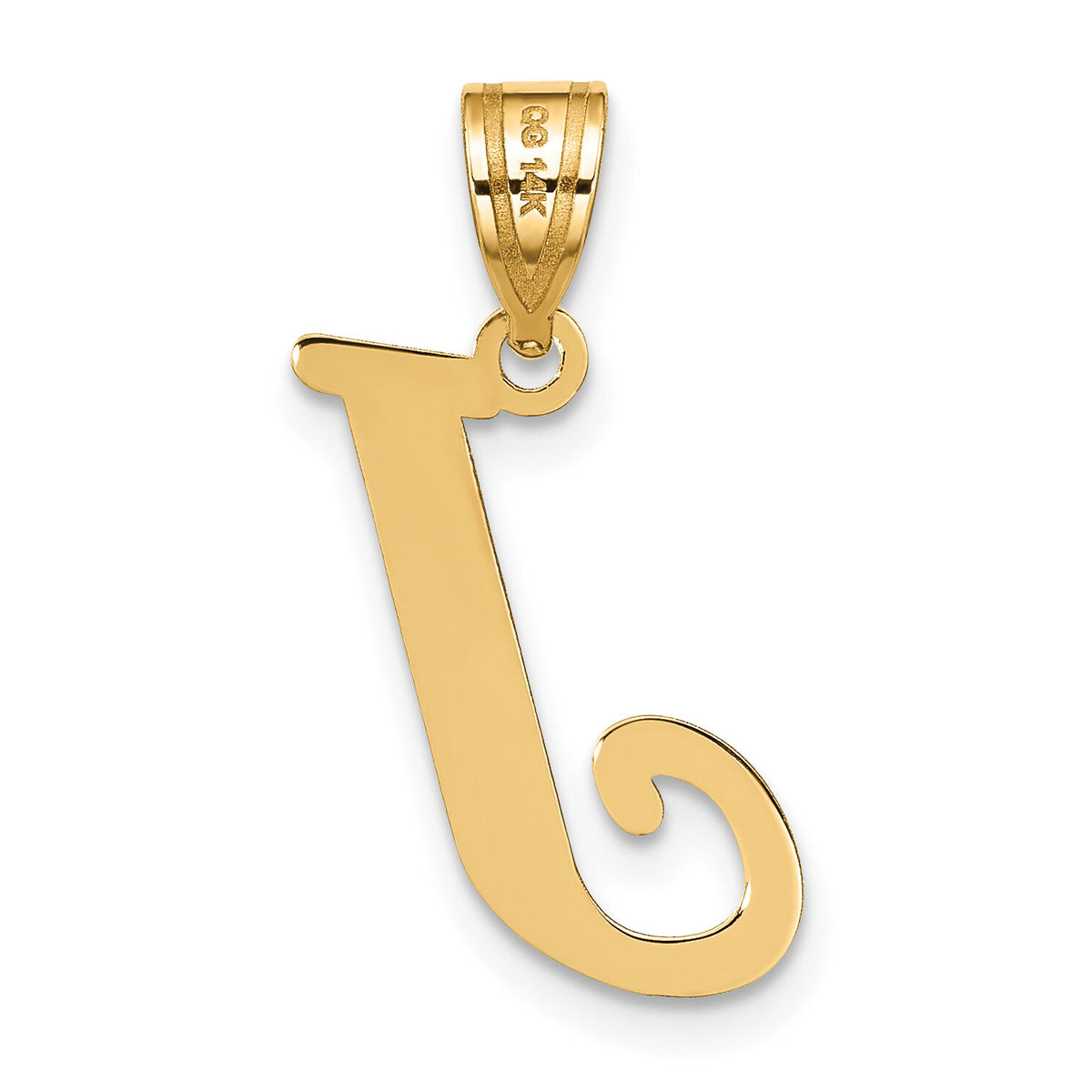 14k Polished Letter J Initial Pendant-YC1440J