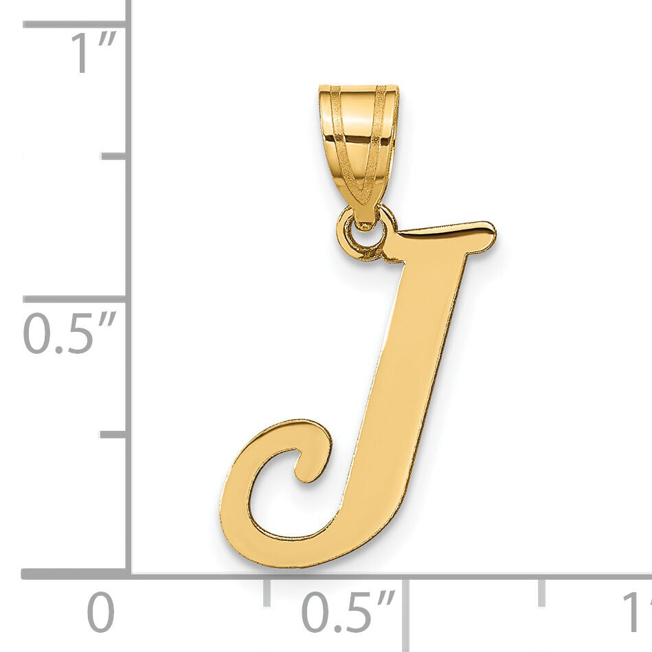 14k Polished Letter J Initial Pendant-YC1440J