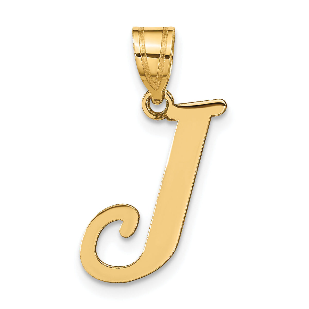 14k Polished Letter J Initial Pendant-YC1440J