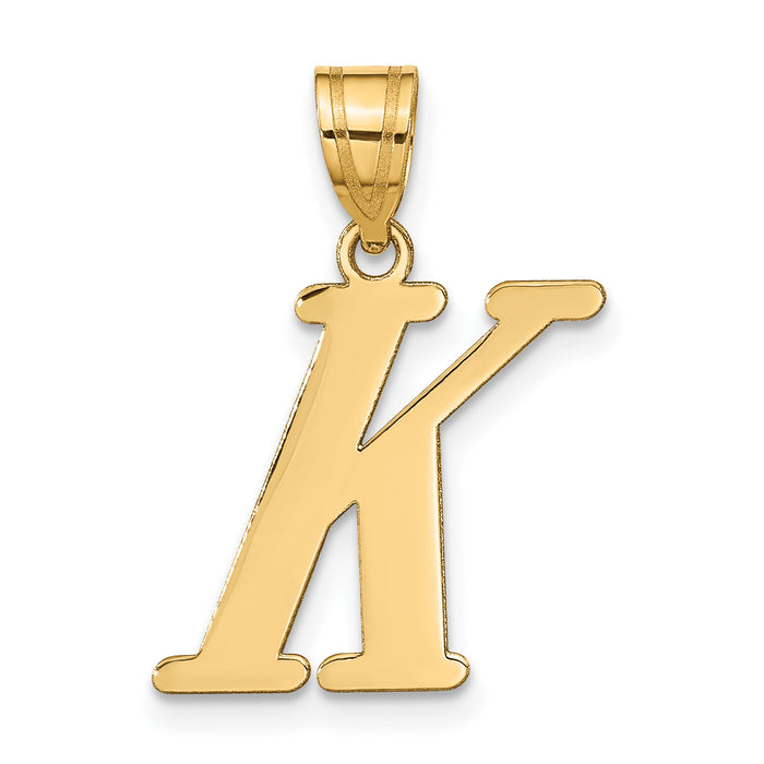 14k Polished Letter K Initial Pendant-YC1440K