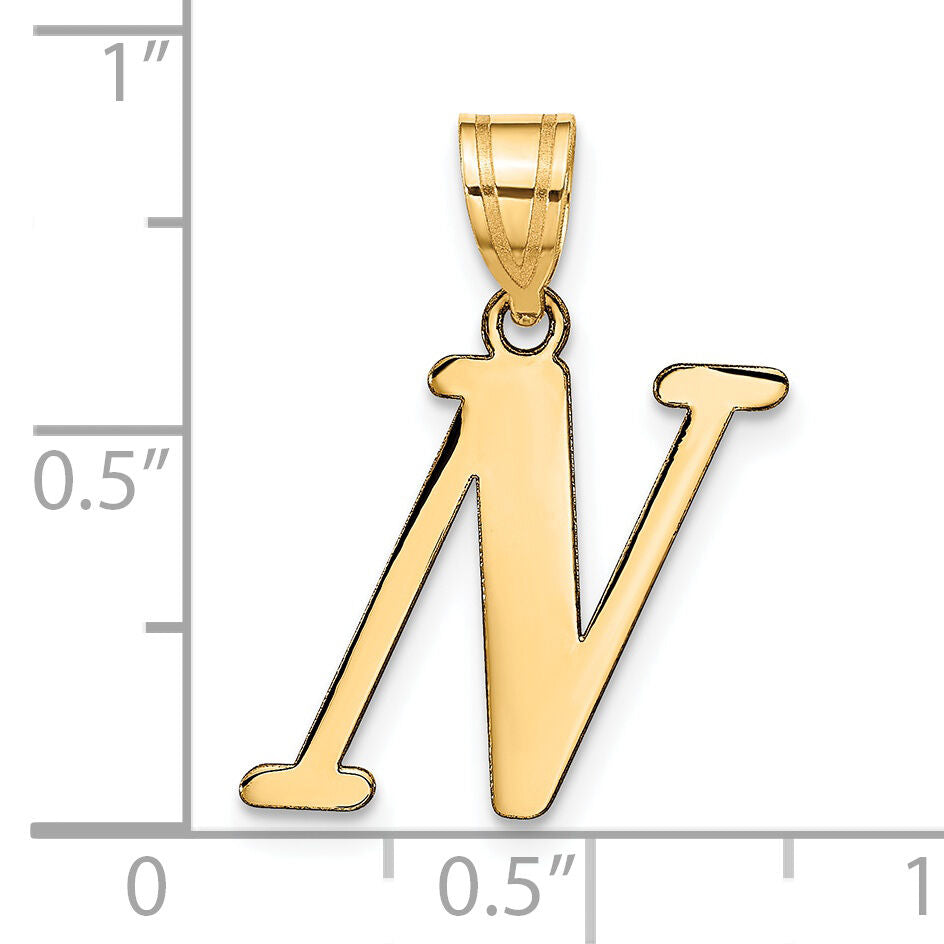 14k Polished Letter N Initial Pendant-YC1440N