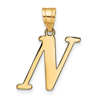 14k Polished Letter N Initial Pendant-YC1440N
