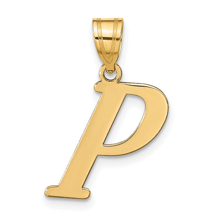 14k Polished Letter P Initial Pendant-YC1440P