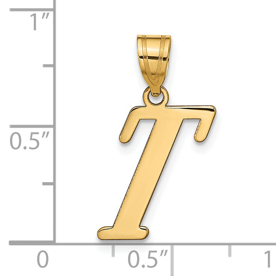 14k Polished Letter T Initial Pendant-YC1440T