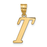 14k Polished Letter T Initial Pendant-YC1440T