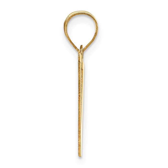 14k Polished Letter V Initial Pendant-YC1440V
