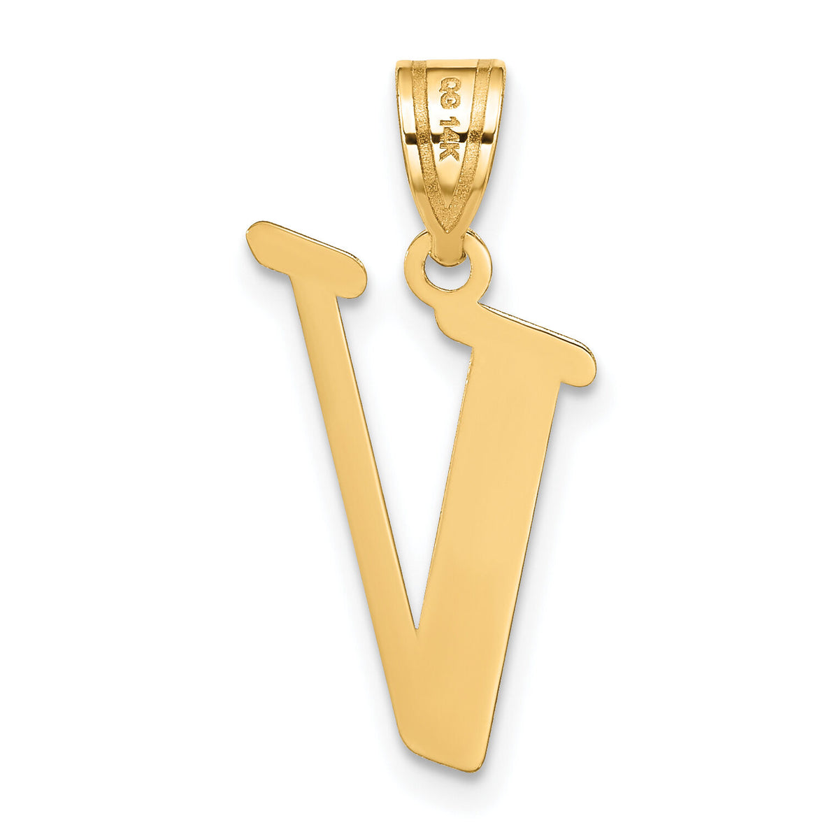 14k Polished Letter V Initial Pendant-YC1440V