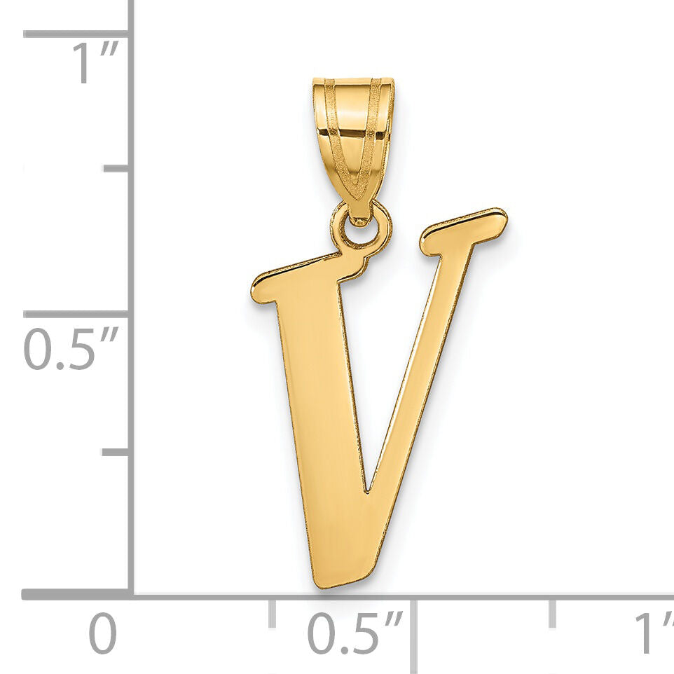 14k Polished Letter V Initial Pendant-YC1440V