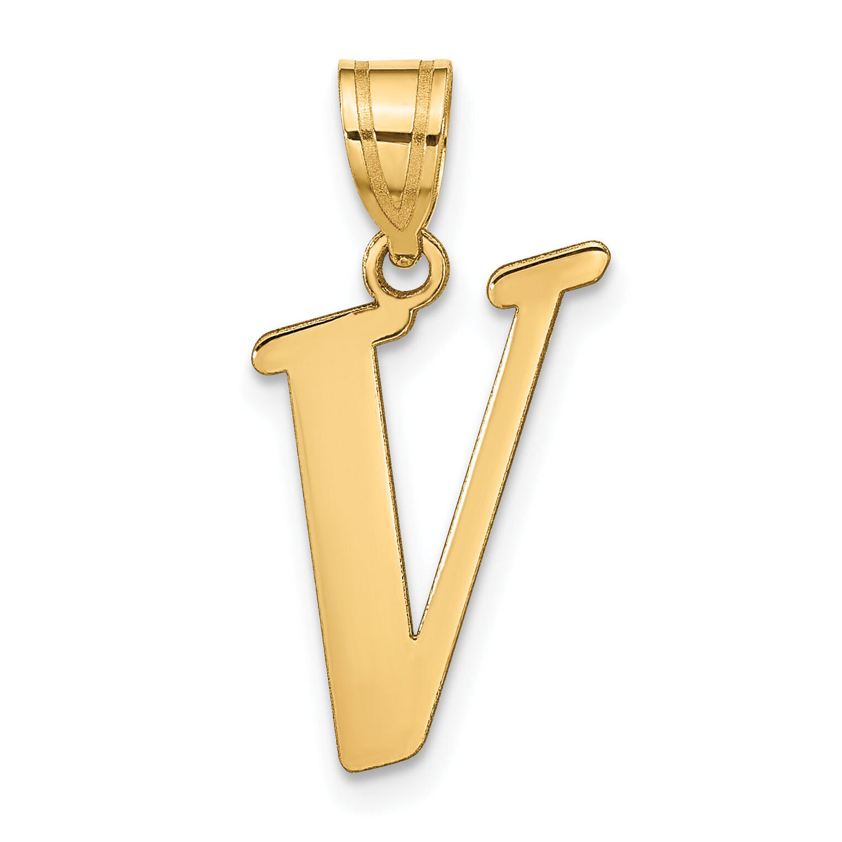 14k Polished Letter V Initial Pendant-YC1440V