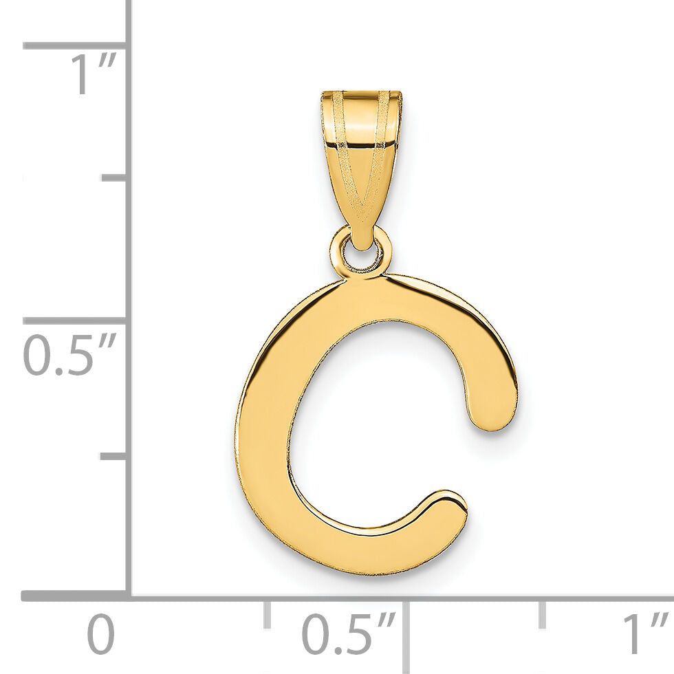 14k Polished Bubble Letter C Initial Pendant-YC1441C