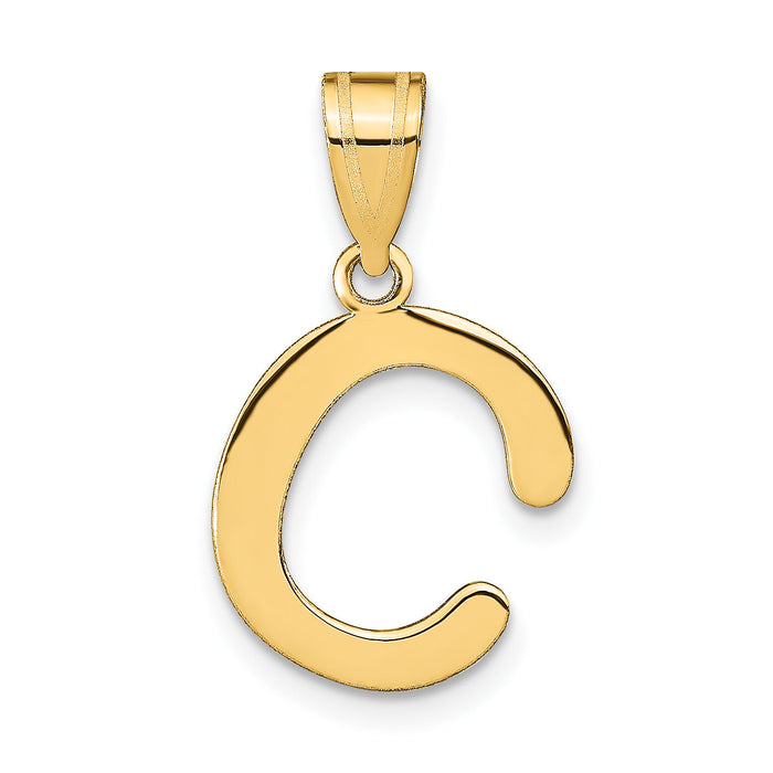 14k Polished Bubble Letter C Initial Pendant-YC1441C