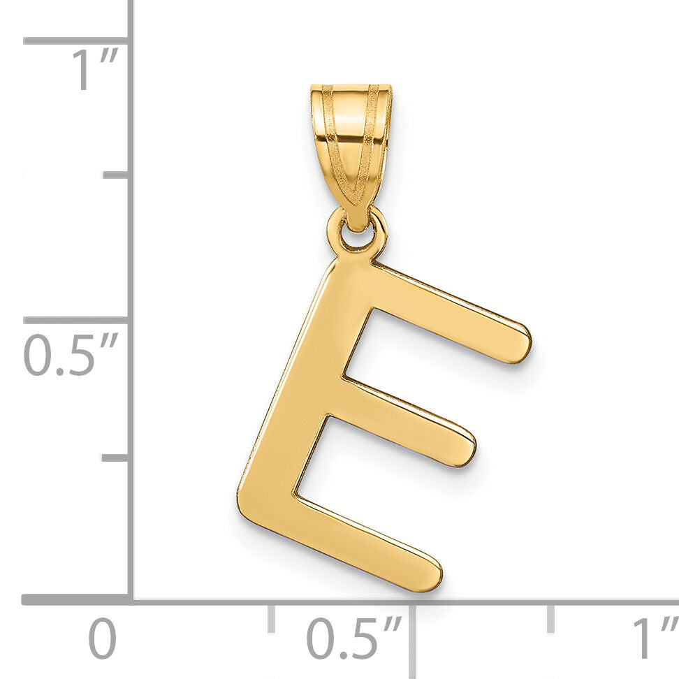 14k Polished Bubble Letter E Initial Pendant-YC1441E