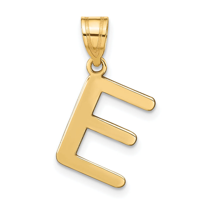 14k Polished Bubble Letter E Initial Pendant-YC1441E