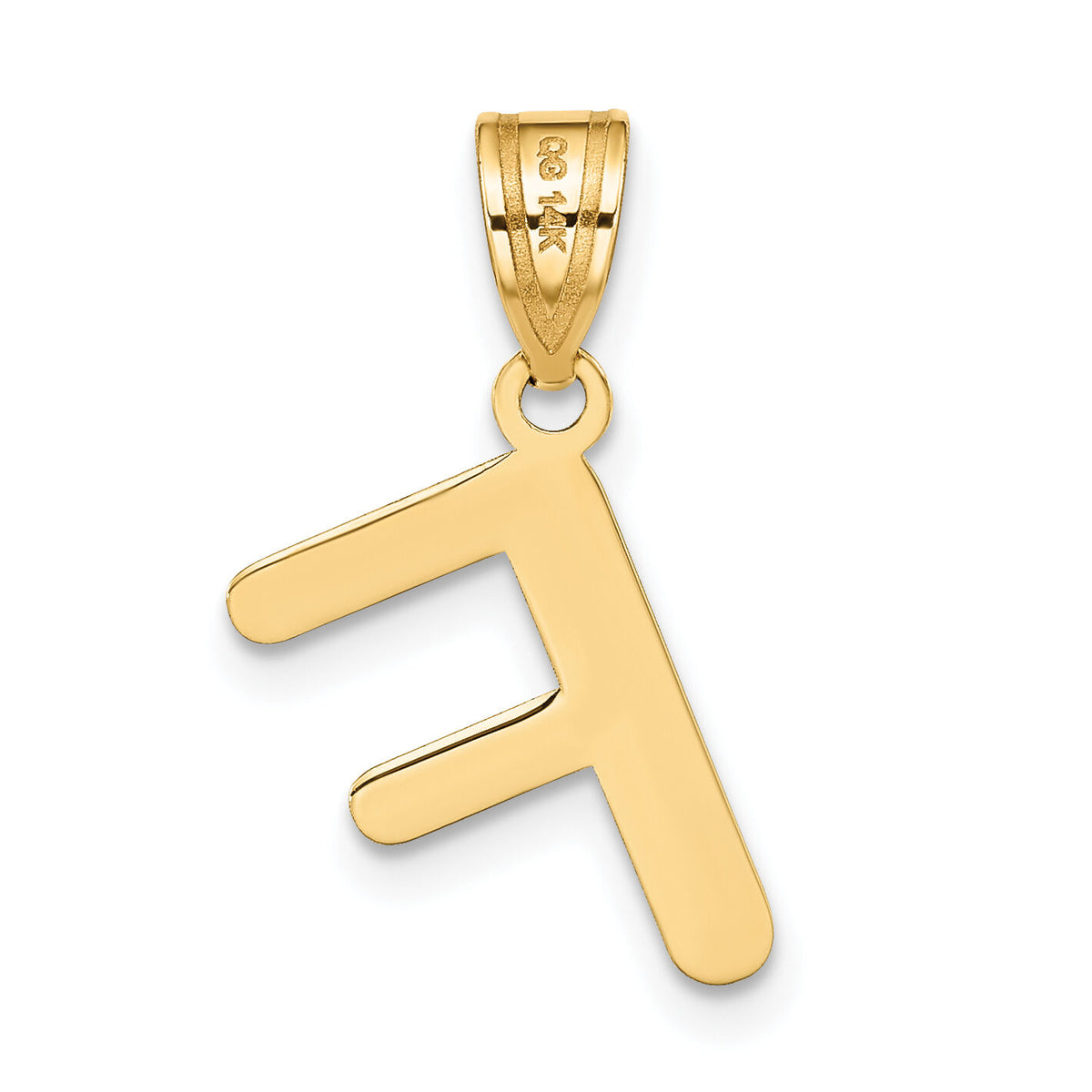 14k Polished Bubble Letter F Initial Pendant-YC1441F
