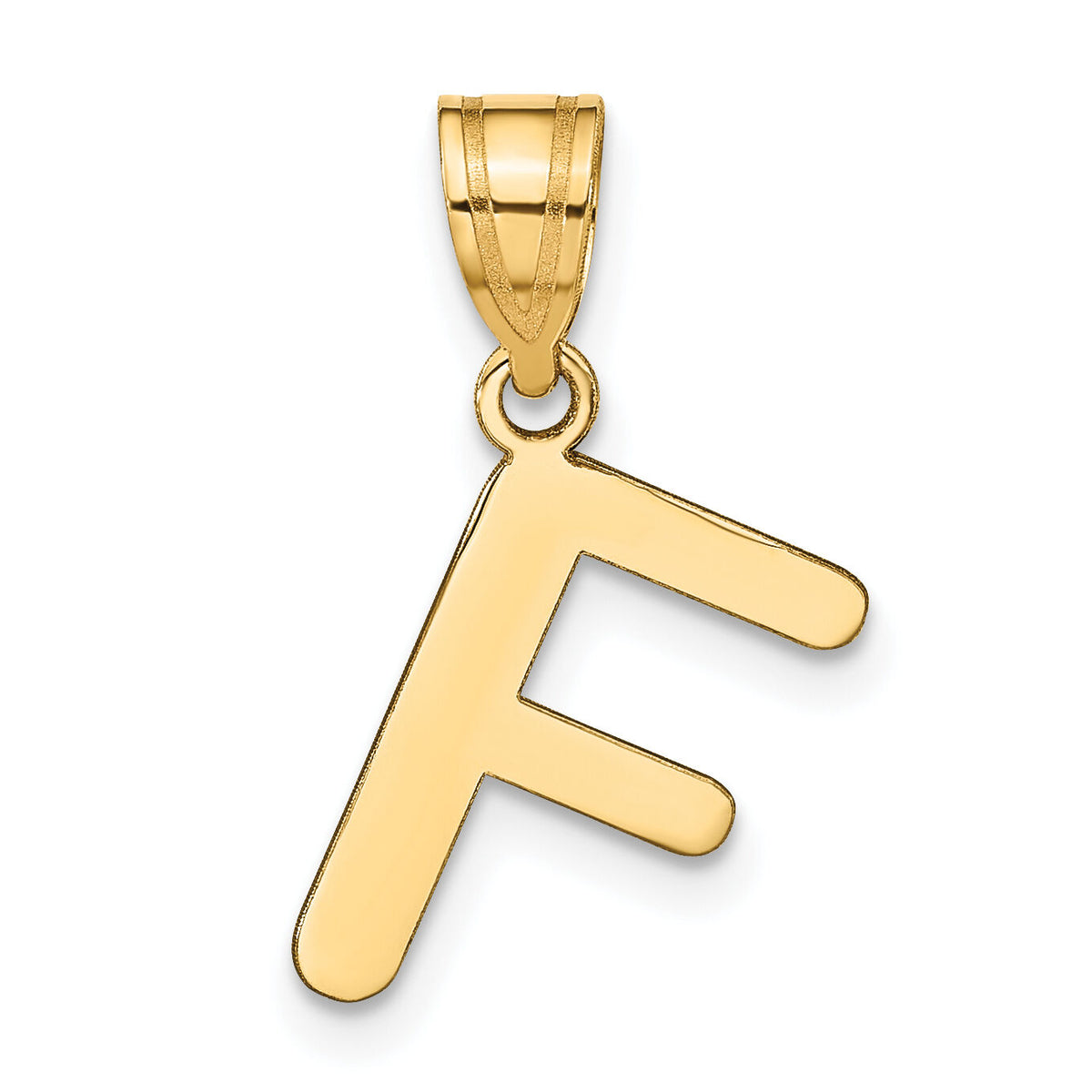 14k Polished Bubble Letter F Initial Pendant-YC1441F