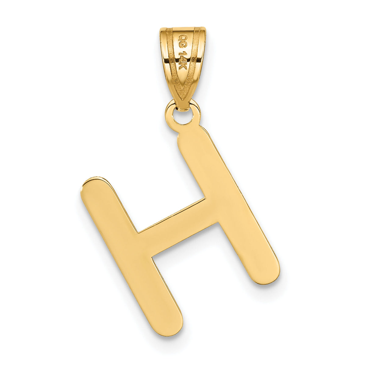 14k Polished Bubble Letter H Initial Pendant-YC1441H