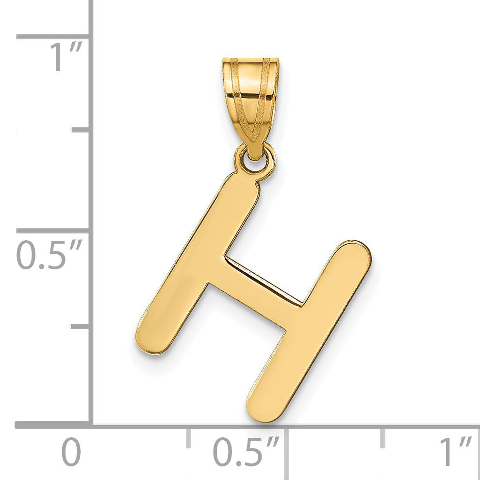14k Polished Bubble Letter H Initial Pendant-YC1441H