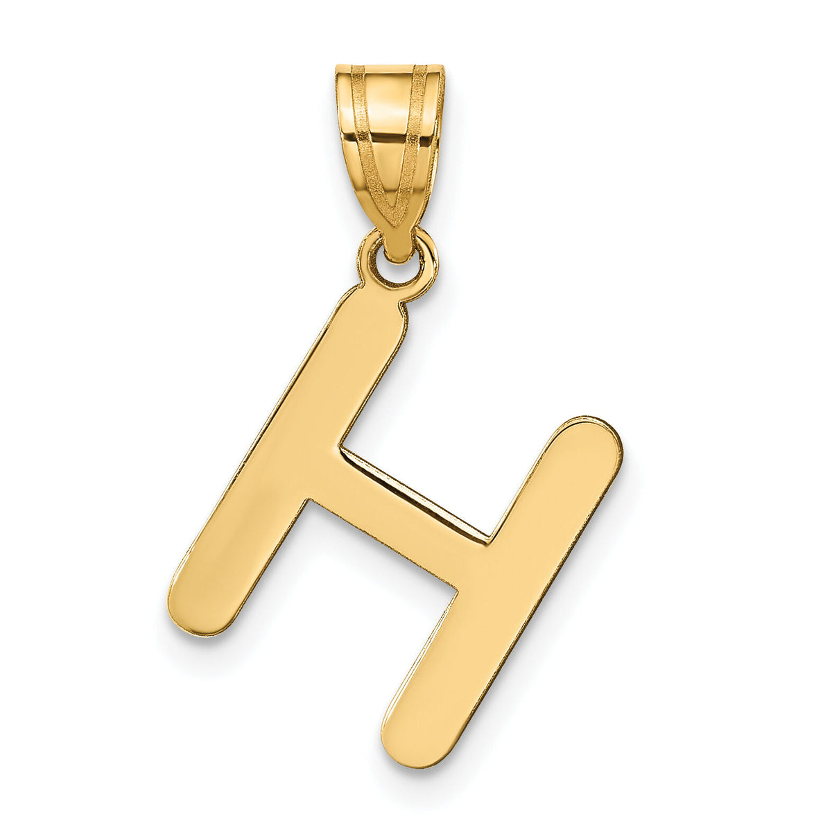 14k Polished Bubble Letter H Initial Pendant-YC1441H