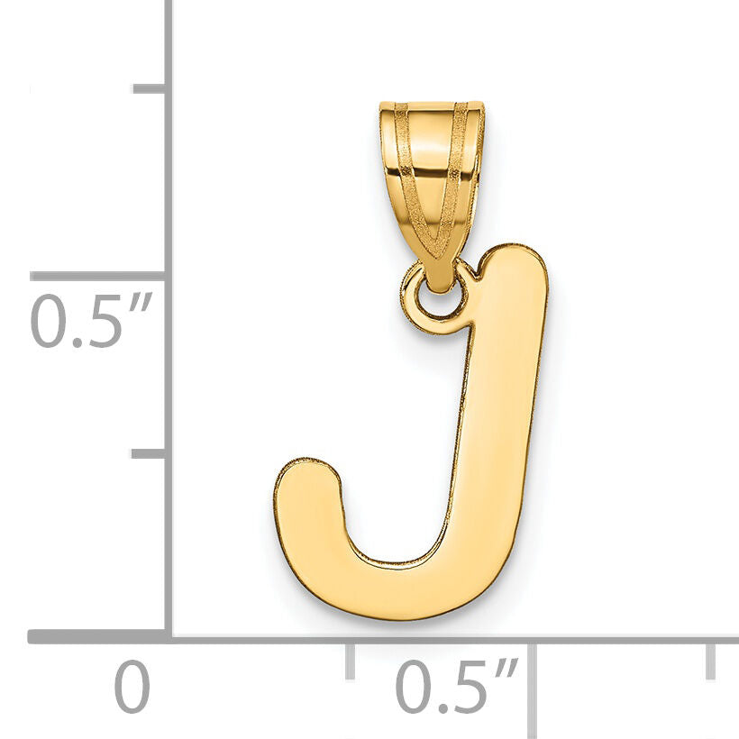 14k Polished Bubble Letter J Initial Pendant-YC1441J