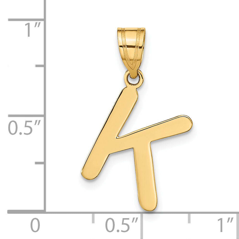 14k Polished Bubble Letter K Initial Pendant-YC1441K