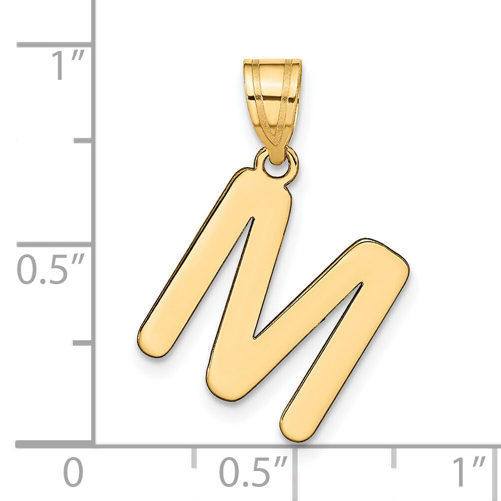 14k Polished Bubble Letter M Initial Pendant-YC1441M