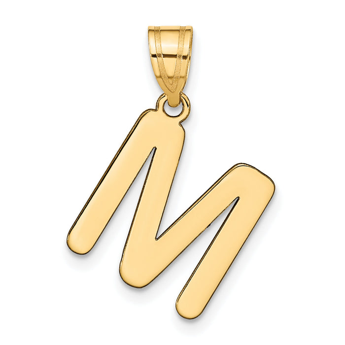14k Polished Bubble Letter M Initial Pendant-YC1441M
