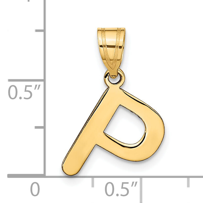 14k Polished Bubble Letter P Initial Pendant-YC1441P