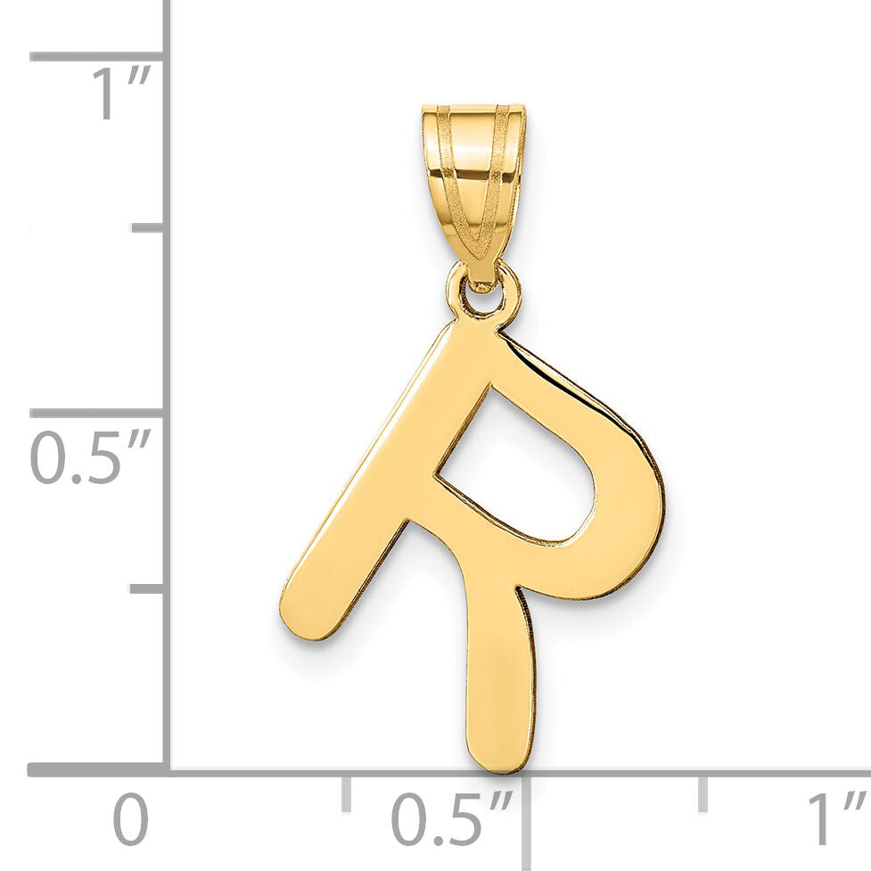 14k Polished Bubble Letter R Initial Pendant-YC1441R