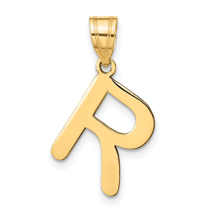14k Polished Bubble Letter R Initial Pendant-YC1441R