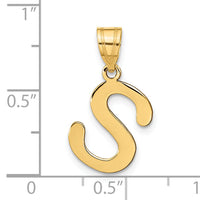14k Polished Bubble Letter S Initial Pendant-YC1441S