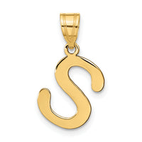 14k Polished Bubble Letter S Initial Pendant-YC1441S