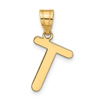 14k Polished Bubble Letter T Initial Pendant-YC1441T
