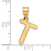 14k Polished Bubble Letter T Initial Pendant-YC1441T