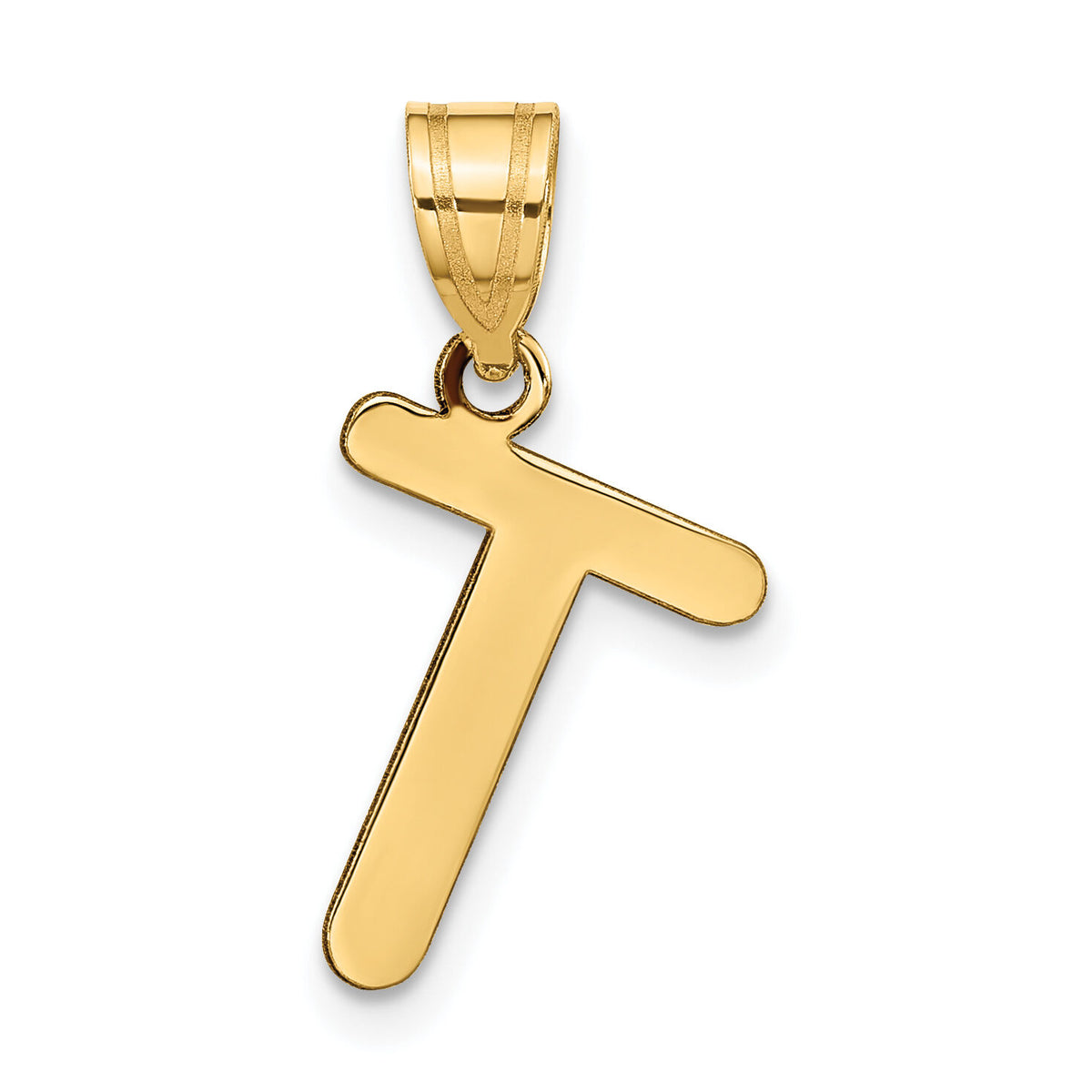 14k Polished Bubble Letter T Initial Pendant-YC1441T