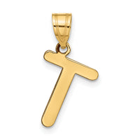 14k Polished Bubble Letter T Initial Pendant-YC1441T