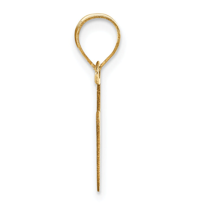 14k Polished Bubble Letter V Initial Pendant-YC1441V